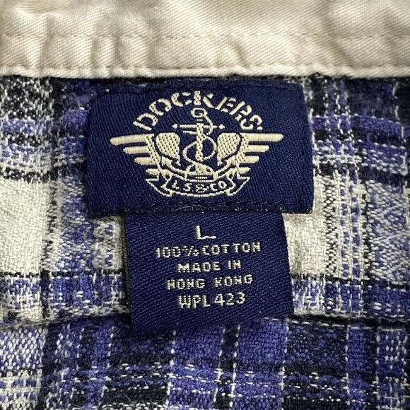 VTG Dockers Button Up Shirt Women’s Small Windowpane Plaid Long‎ Sleeves Cotton - Picture 3 of 12